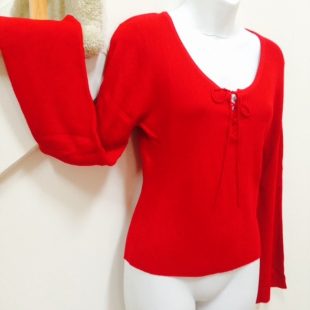Live a Little Sweater Size M, Color: Red, 90% Rayon, 10% Spandex